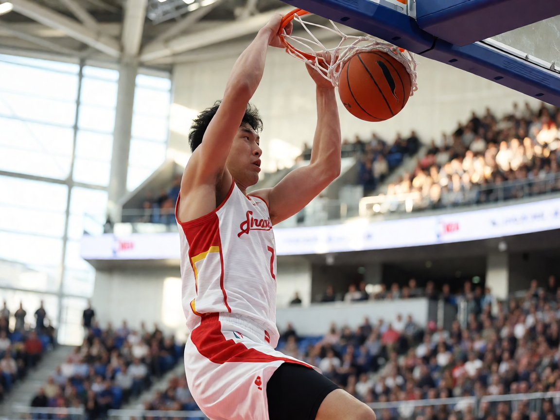 篮球赛场上的精彩扣篮瞬间，NBA职业联赛比赛现场